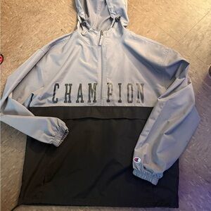 Champion Men's Windbreaker in Gray and Black